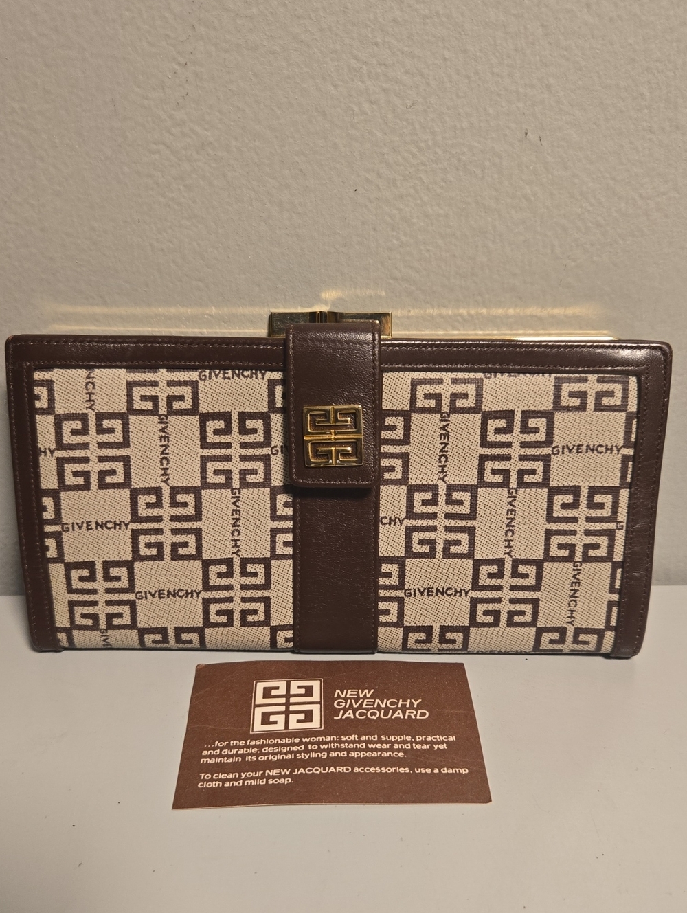 Givenchy Monogram Kisslock Tan And Brown Wallet